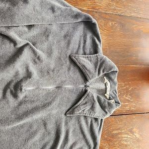 Vintage gray velour quarter-zip sweater, M